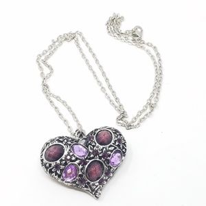Vintage filigree pendant heart chain necklace